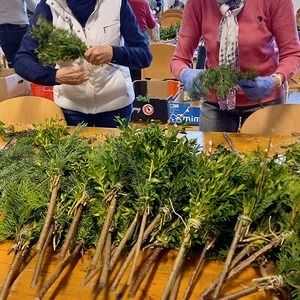 Palmbuschen binden in der Pfarre St. Quirinus