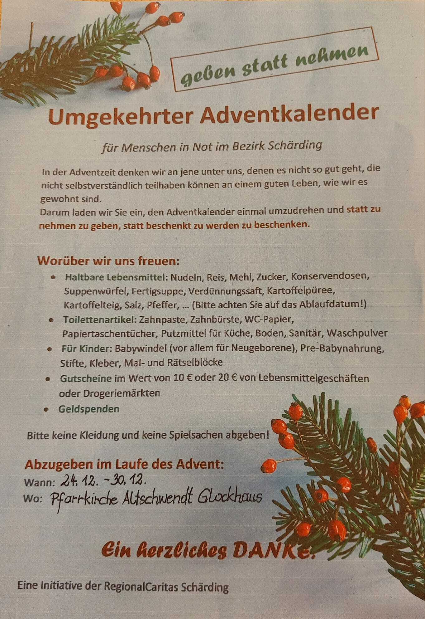 Umgekehrter Adventkalender