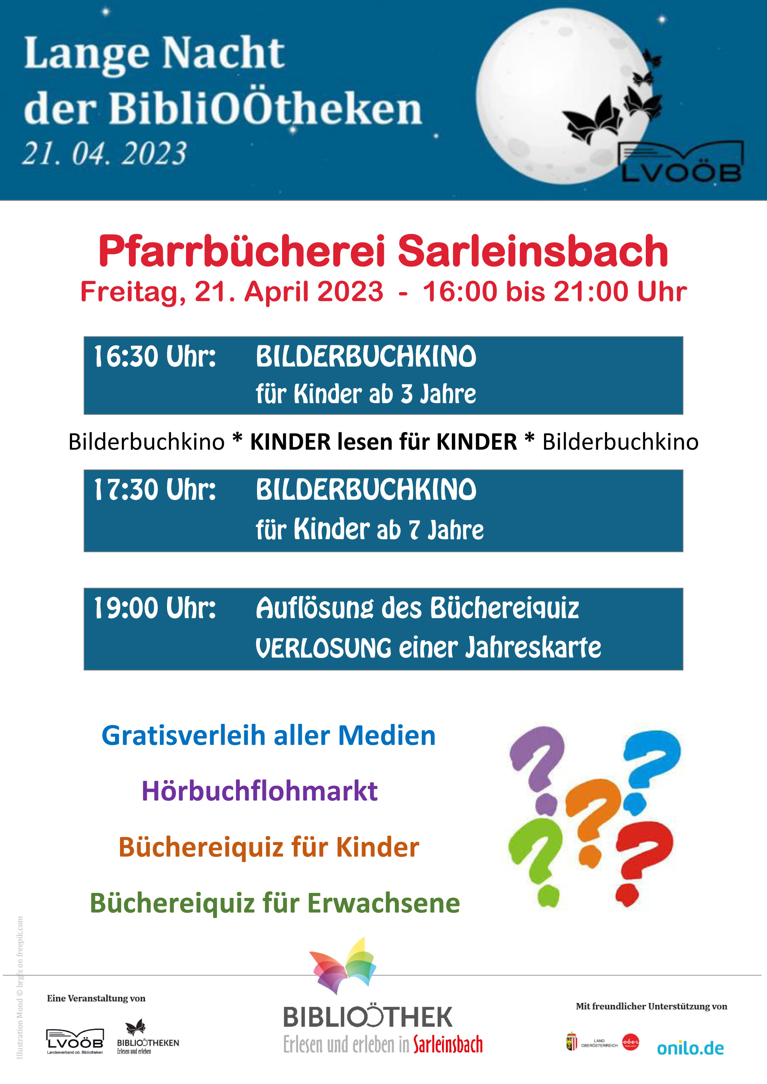 Einladung; Lange Nacht der BibliOÖtheken / Pfarrbücherei Sarleinsbach Einladung; Lange Nacht der BibliOÖtheken