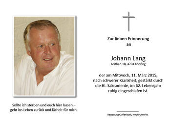 Johann Lang / © Pfarrgemeinde Kopfing Johann Lang