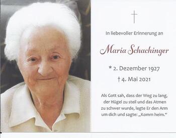 Totenbild Maria Schachinger