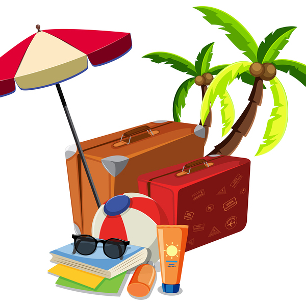 Beach summer travel object illustration