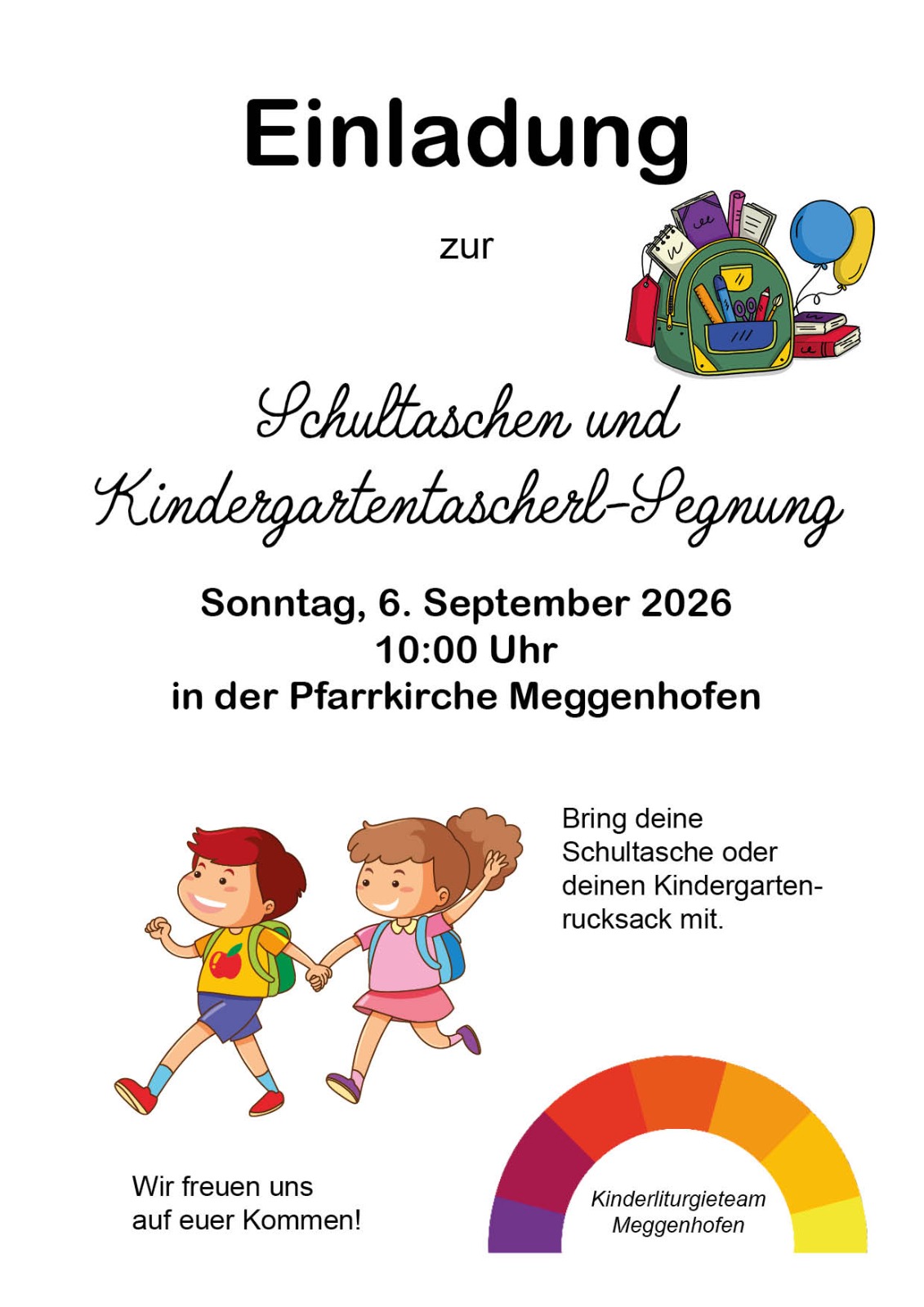 Schultaschensegnung / © Pfarrgemeinde Meggenhofen Schultaschensegnung