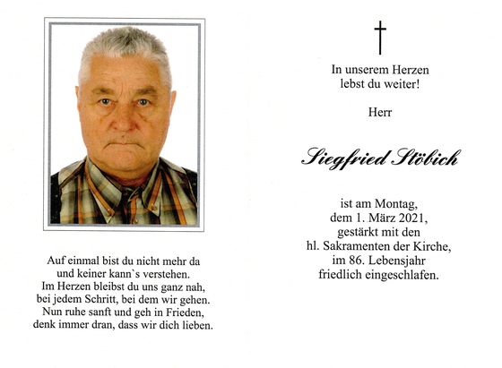 Sterbebild Siegfried Stöbich