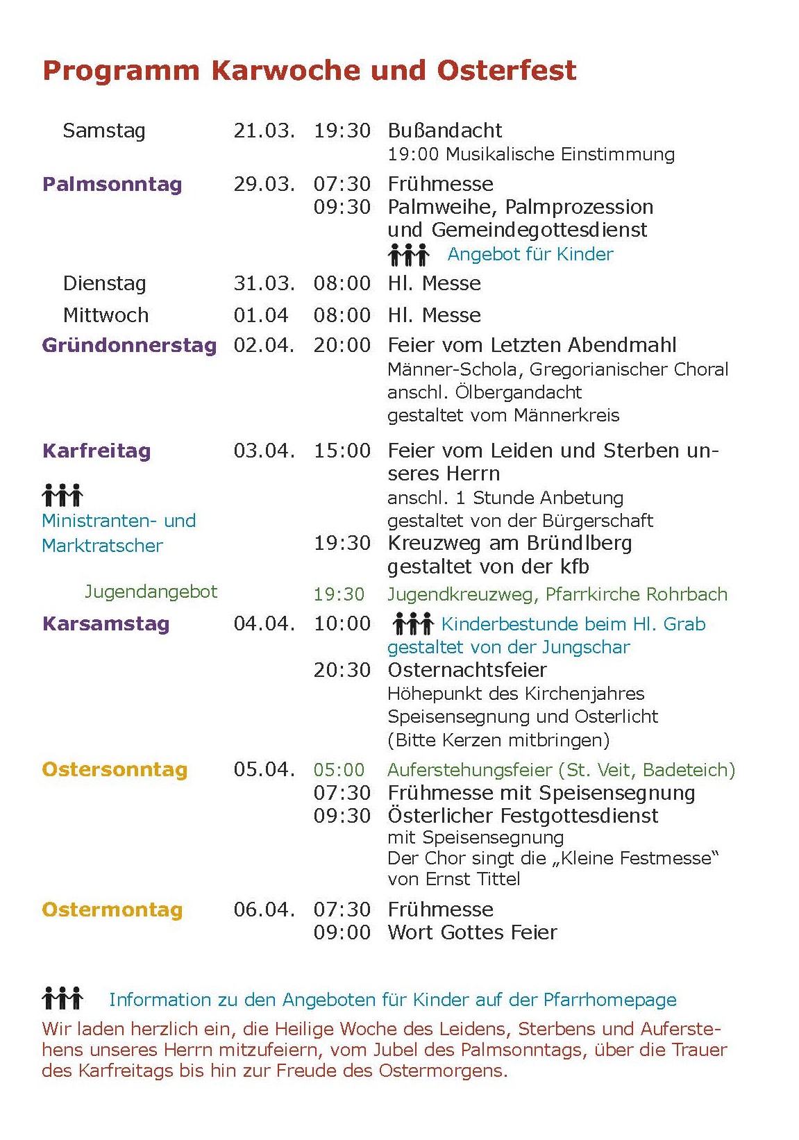 Programm Karwoche 2026