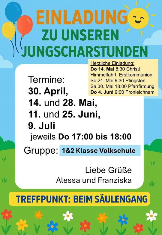 Einladung JS-Stunden_1-2Kl.VS_bis Sommer 2026 / Pfarrgemeinde St. Michael
