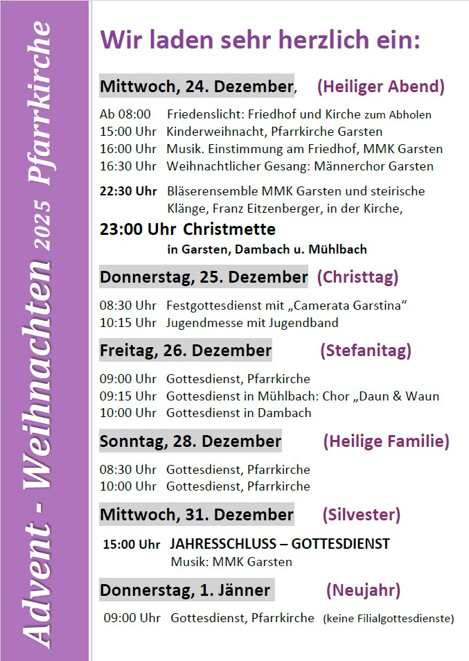 Programm Weihnachten