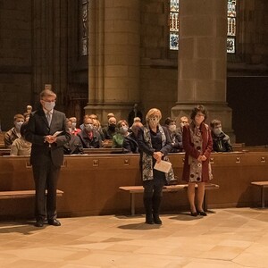 Sendungsfeier in den pastoralen Dienst der Diözese Linz am Sonntag, 27. September 2020 in der Mariendom LinzBild: v.l.n.r. Gudrun Becker, Michael Zugmann, Christine Hattinger, Edith Ratzinger, Daniel Kaun, Angela SeifertFoto: Jack Haijes