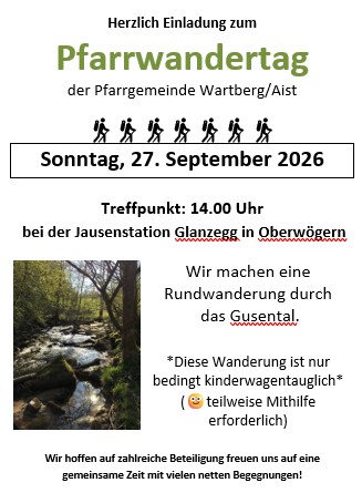 Plakat Pfarrwandertag 2026 / Pfarrgemeinde Wartberg/Aist Plakat Pfarrwandertag 2026
