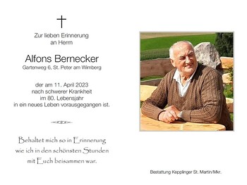 Alfons Bernecker / Bestattung Kepplinger