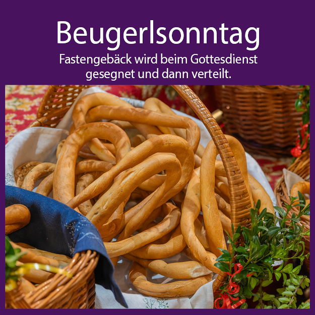 Traditionelles Fastengebäck wird beim Gottesdienst gesegnet und dann verteilt.