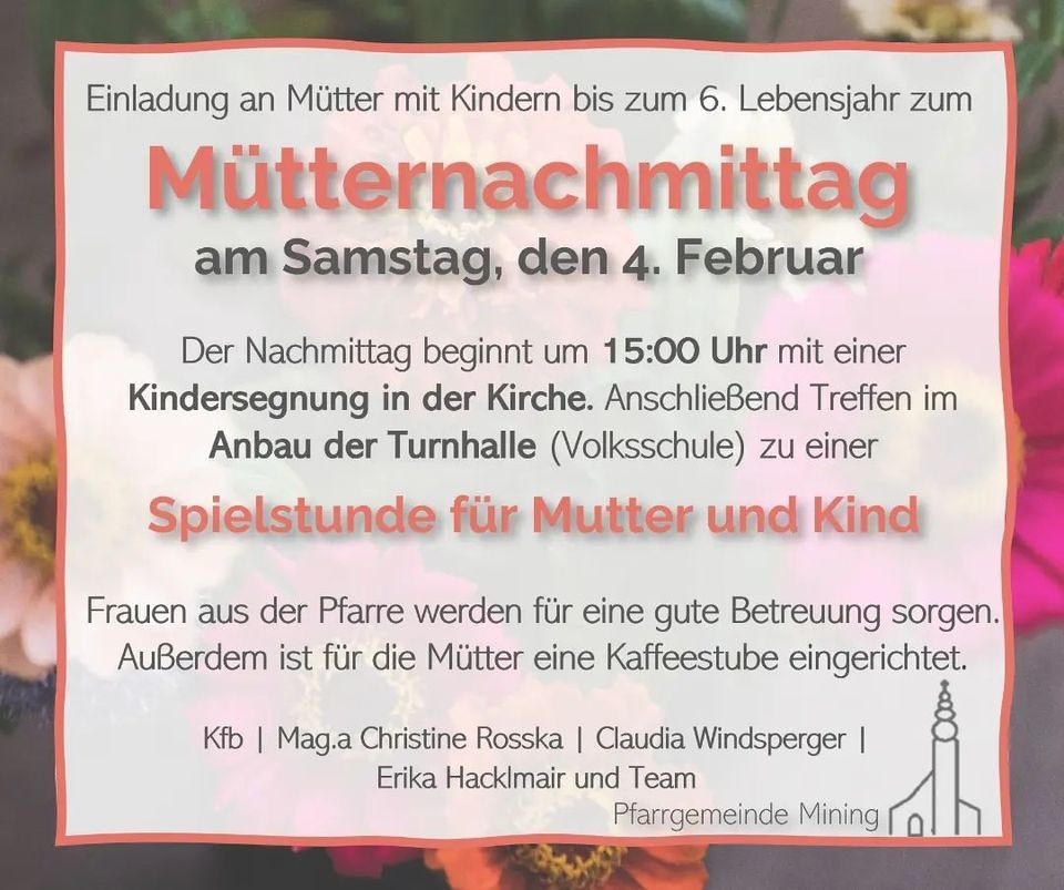 Einladung zum Mütternachmittag