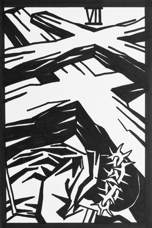 Jesus fällt zum zweiten Mal unter dem Kreuz