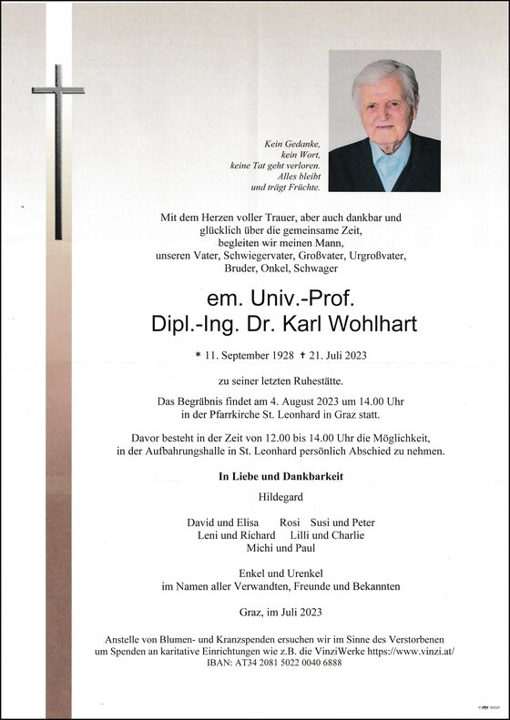 Parte Univ.-Prof. Dipl.-Ing. Karl Wohlhart
