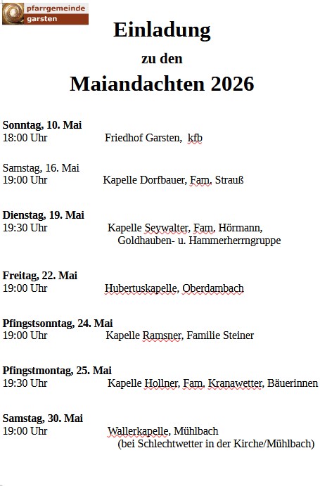 Maiandachten 2026