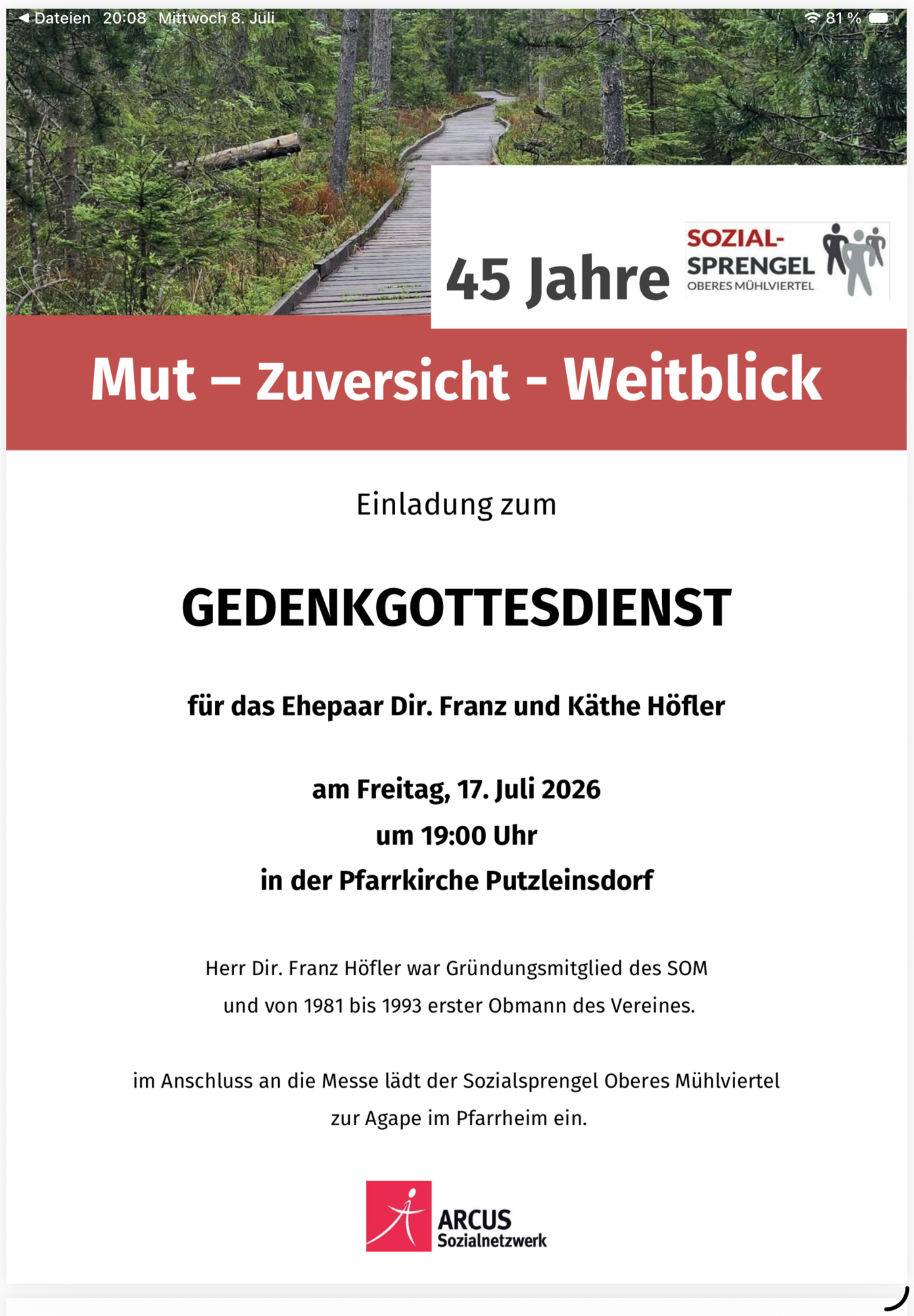 Einladung Gedenkgottesdienst 