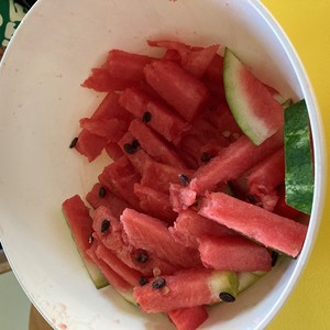 Die hergeschnittene Melone