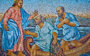 VATICAN CITY - SEPTEMBER 21: The Great Catch of Fish mosaic in the St. Peter's Basilica on September 21, 2013 in Vatican City, Italy. One of the world's most visited sacred sites with 7 Million annual visitors.