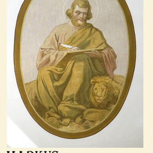 Restaurierte Bilder der vier Evangelisten in der Kuppel der Kreuzkapelle