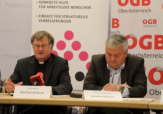 Diözesanbischof Dr. Manfred Scheuer und ÖGB-Landesvorsitzender Dr. Johann Kalliauer
