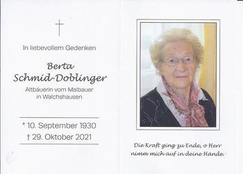 Totenbild Berta Schmid-Doblinger