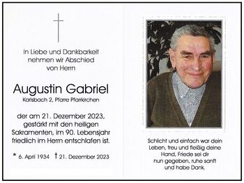 Sterbebild Augustin Gabriel