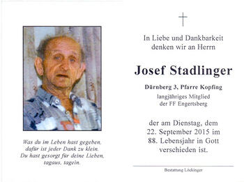 Josef Stadlinger / © Pfarrgemeinde Kopfing Josef Stadlinger