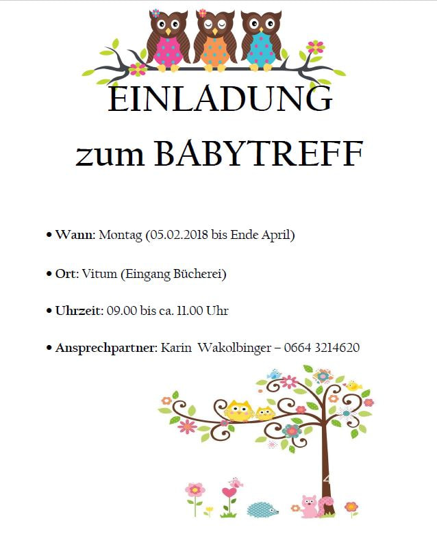 EINLADUNG zum BABY TREFF