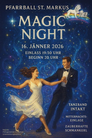 Plakat für den Pfarrgemeindeball - Motto Magic Night