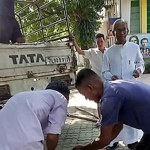 Fertig machen für den Transport