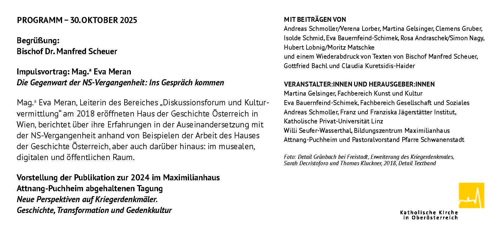 Foto: Detail Grünbach bei Freistadt, Erweiterung des Kriegerdenkmales, Sarah Decristoforo und Thomas Kluckner, 2018, Detail Textband