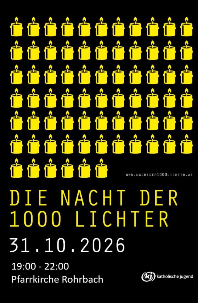 Nacht der 1000 Lichter Plakat mit Kerzen und Text