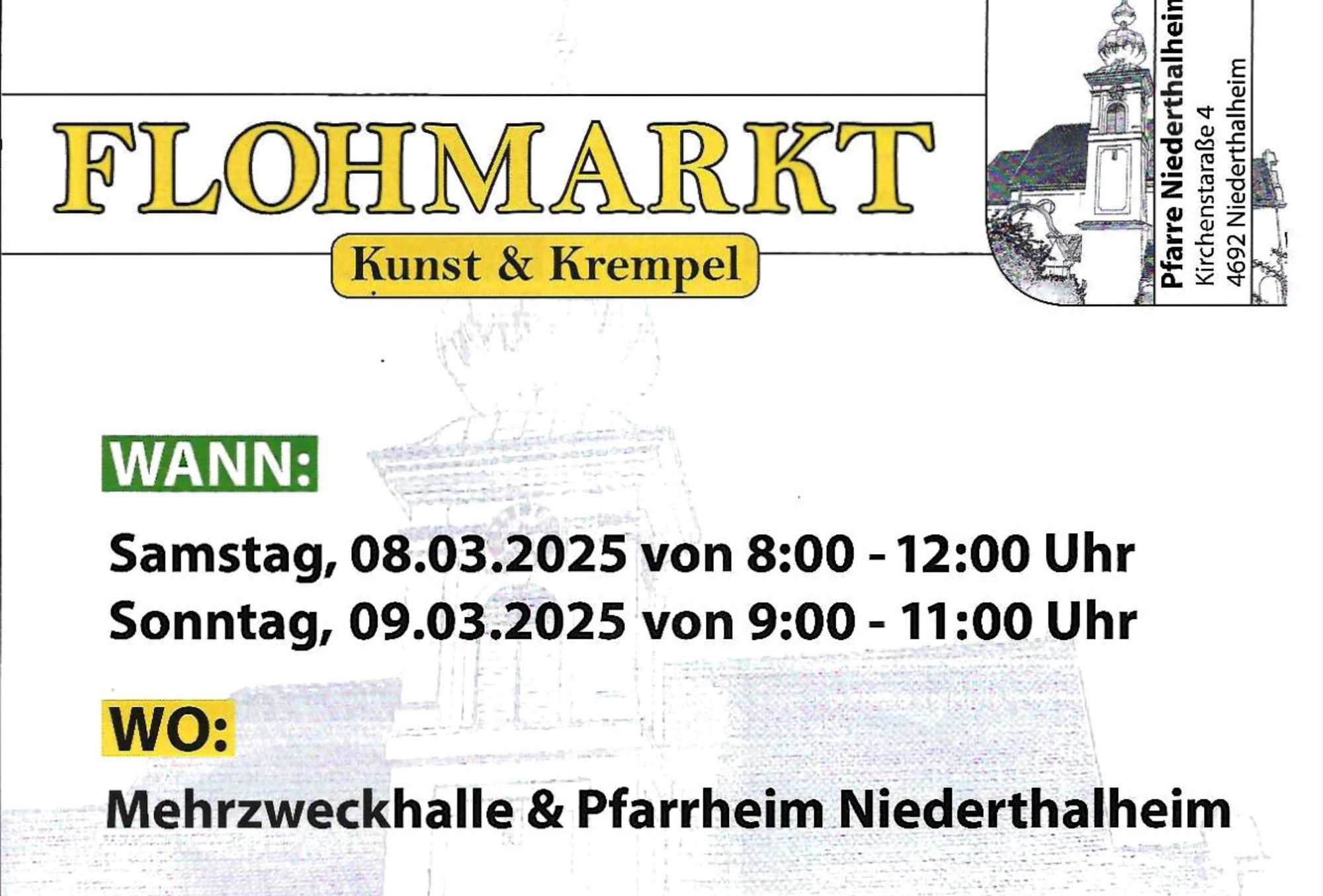 Einladung Flohmarkt Niederthalheim / Pfarre Niederthalheim Einladung Flohmarkt Niederthalheim