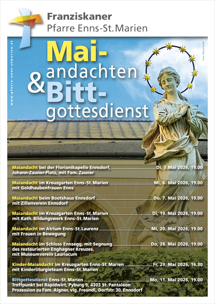 Plakat Maiandachten 2026 Enns-St. Marien