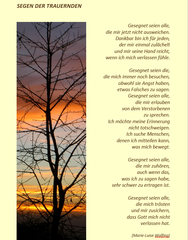 Segen für Trauernde / Pfarre Pabneukirchen Segen für Trauernde