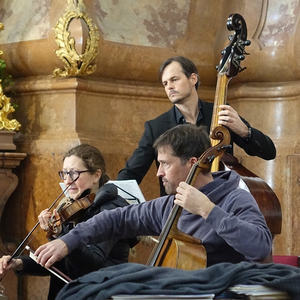 Margot Baumgartner (Viola), Peter Trefflinger (Cello) und Martin Hofinger (Violone)