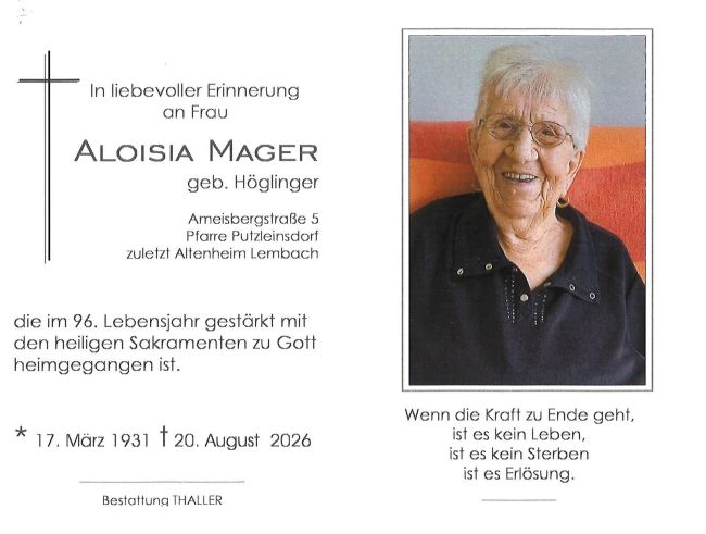 Aloisia Mager / Pfarre