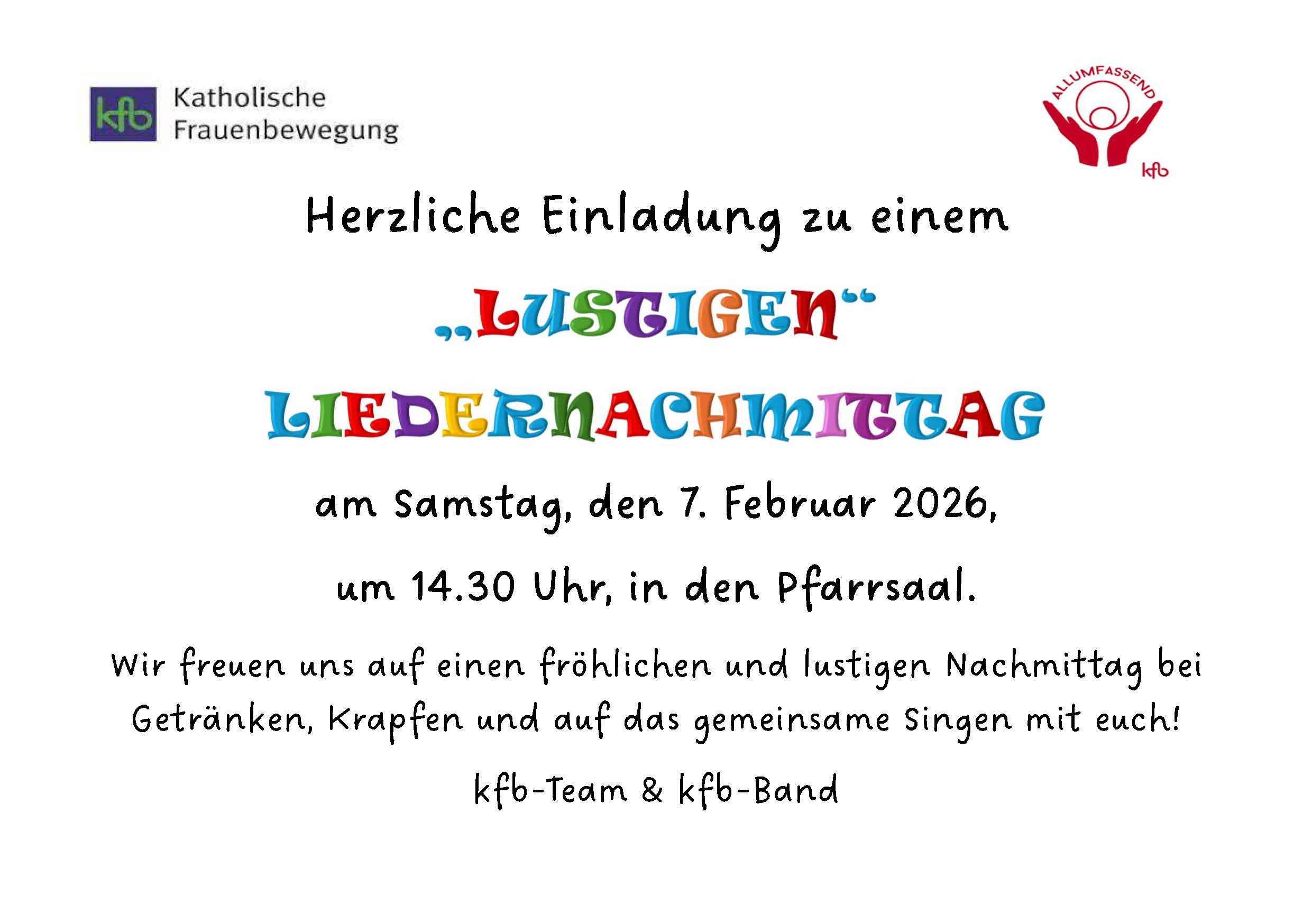 KFB, Liedernachmittag