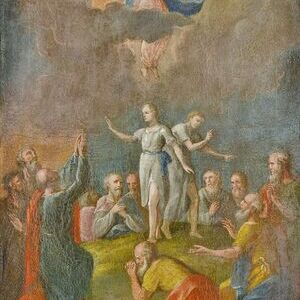 Das Gemälde (Ölmalerei auf Leinwand) der Pfarrgemeinde Schiedlberg stammt von einem unbekannten Künstler aus der Zeit um 1800. Es zeigt Christus in einer Wolkenbank, der ins Licht entschwebt. Am Boden bleiben die erschütterten Apostel zurück.