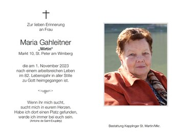 Maria Gahleitner / Bestattung Kepplinger