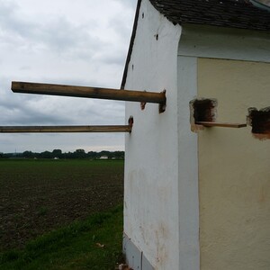 Beginn des Einbaus des Hebegerüstes durch Hans.