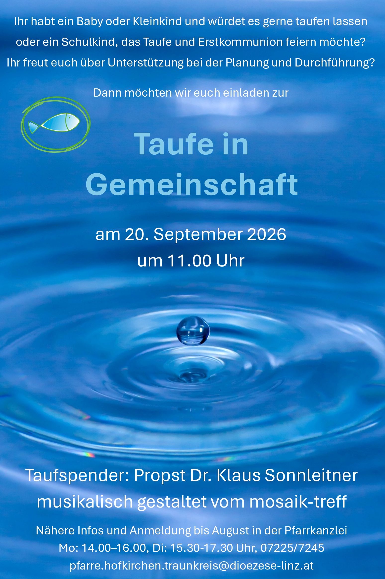 Einladung zur Gemeinschaftstaufe