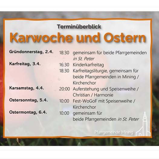 Gottesdienste in der Karwoche und Ostern