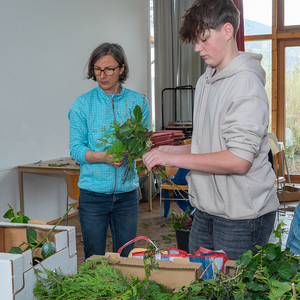 Kath. Jungschar der Pfarre Kirchdorf an der Krems übernahm heuer erstmals das Palmbuschen-Binden. 