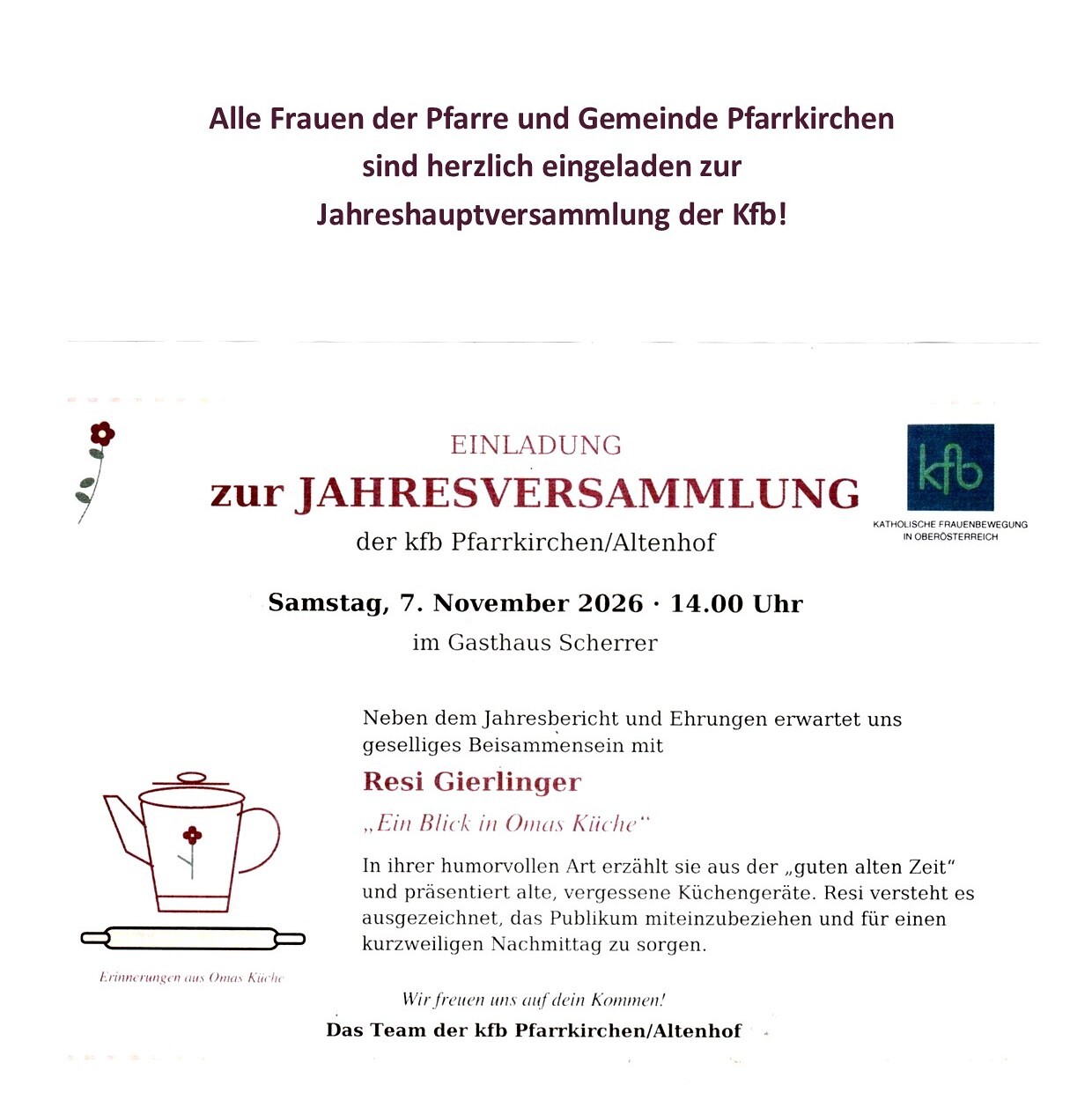 Einladung Kfb / Gabi Anreiter