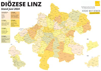 Pfarrkarte mit allen neuen  Pfarren 