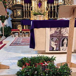 Palmbuschen-Weihe in der Kirche