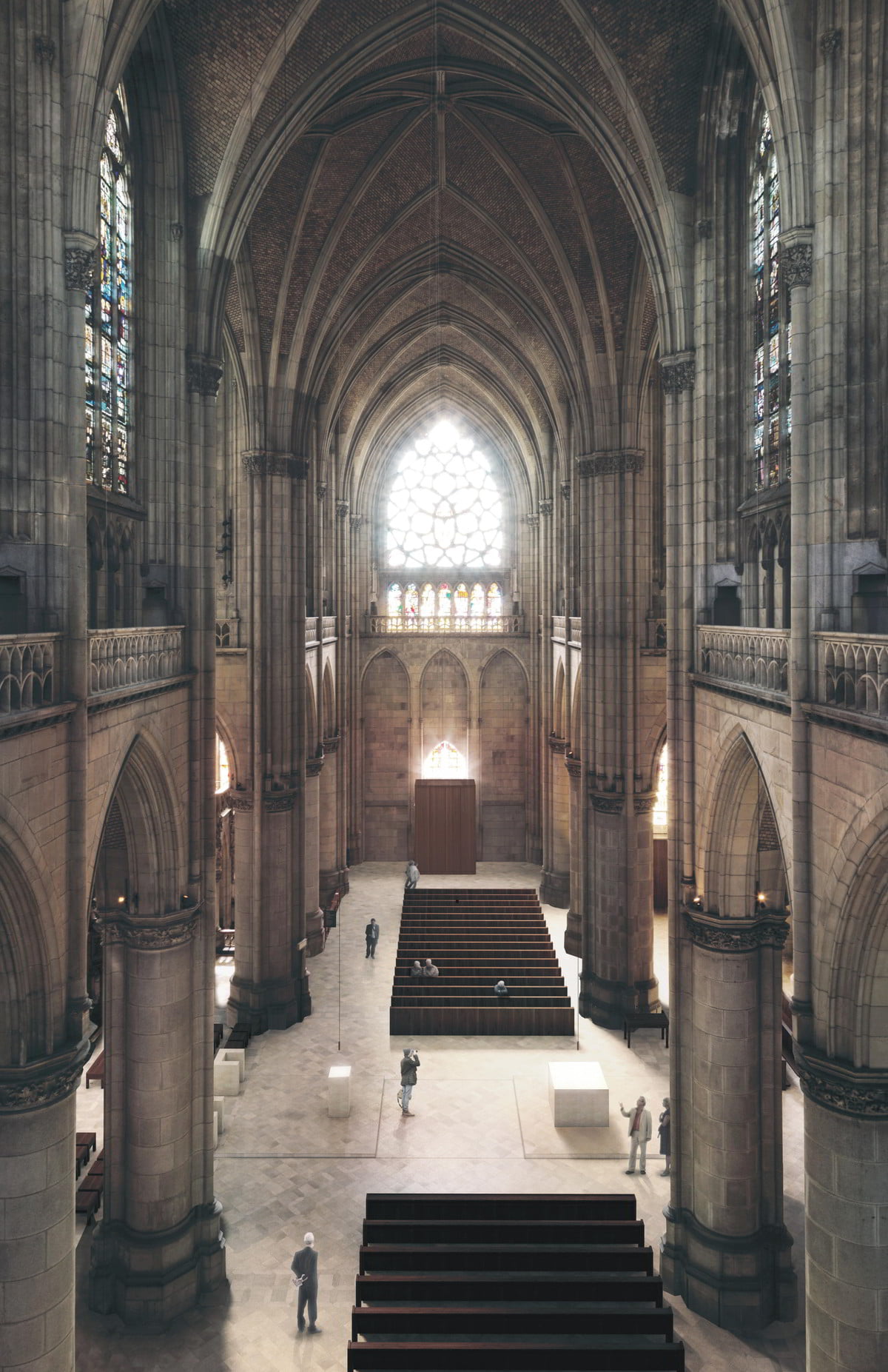 Perspektive aus Querschiff: Touristen im Mariendom / © Neuer Raum im Neuen Dom Perspektive aus Querschiff: Touristen im Mariendom