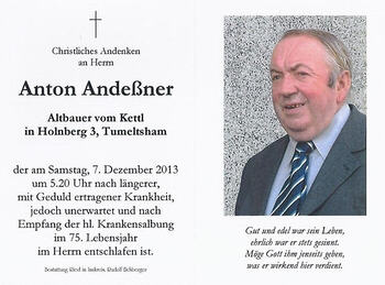 Totenbild Anton Andeßner