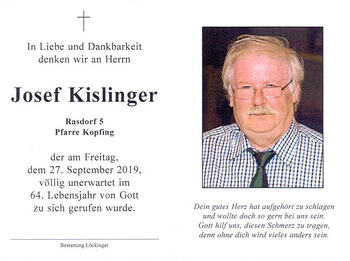 Josef Kislinger / © Pfarrgemeinde Kopfing Josef Kislinger